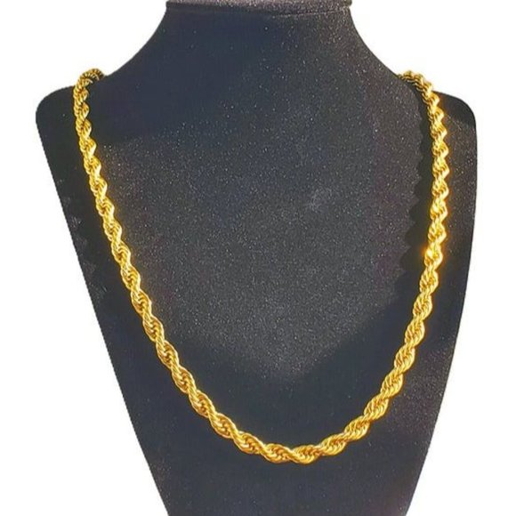 28 Mens 18K Gold Twisted Rope Style Chain Necklace 28 inch 18